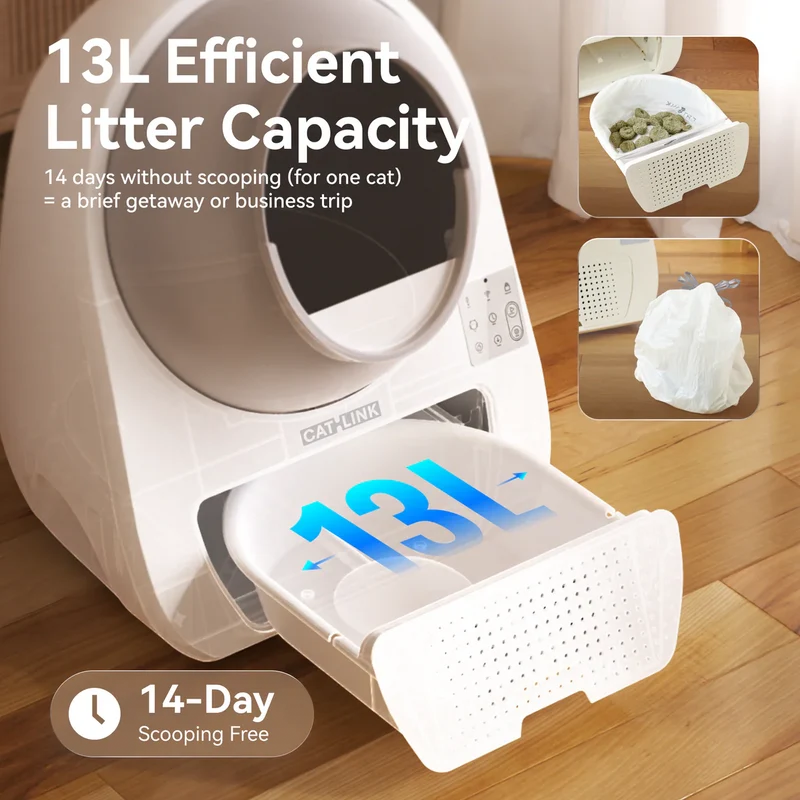 Catlink Scooper Luxury Pro X AI Self Cleaning With Odour Removal Cat Litter Box 13L 60x58x71cm - Grey