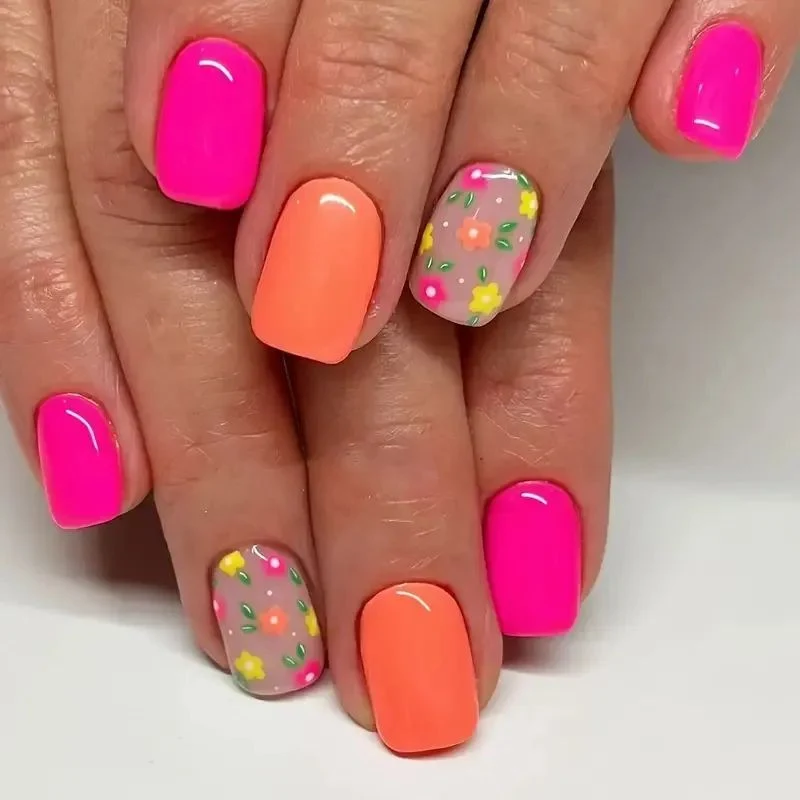 Blumen Thema Acryl Nagelkunst Karnz