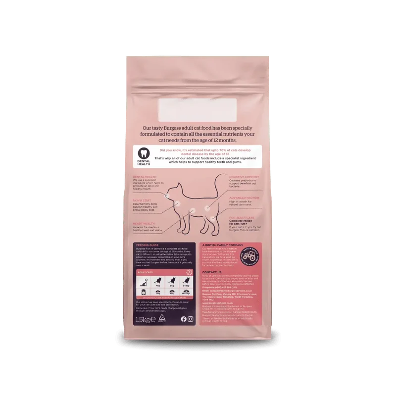 Burgess Complete Scottish Salmon Adult Cat Dry Food 1.5KG - Pack Of 8