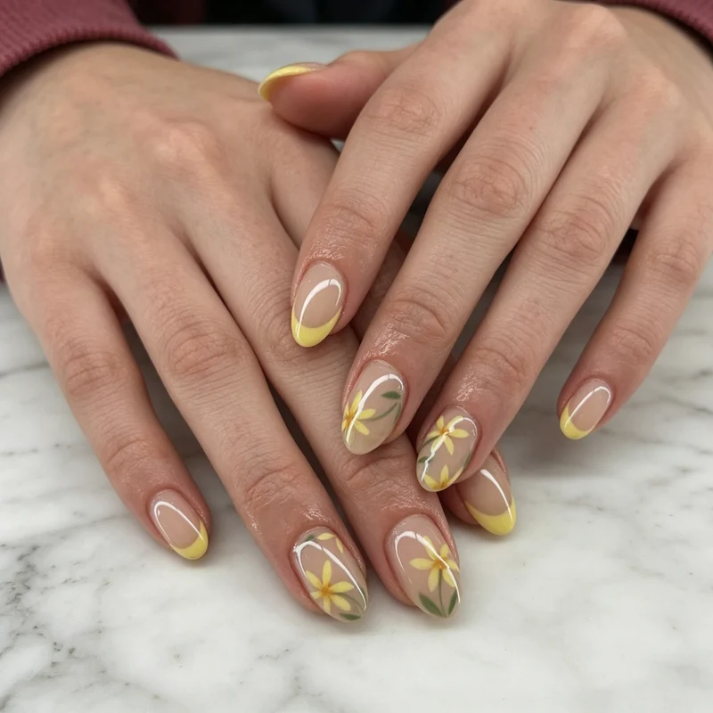 Blumige Französische Spitze Nagelkunst Karnz