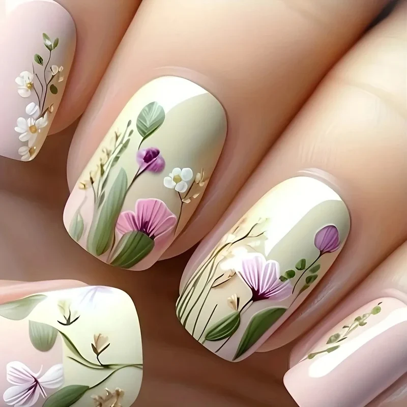 Florale Französische Spitze Acrylnagelverstärkungen Karnz