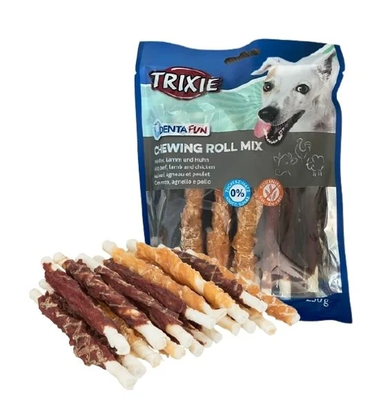 Trixie Denta Fun Chewing Roll Mix Dog Chews 250G - Pack of 3