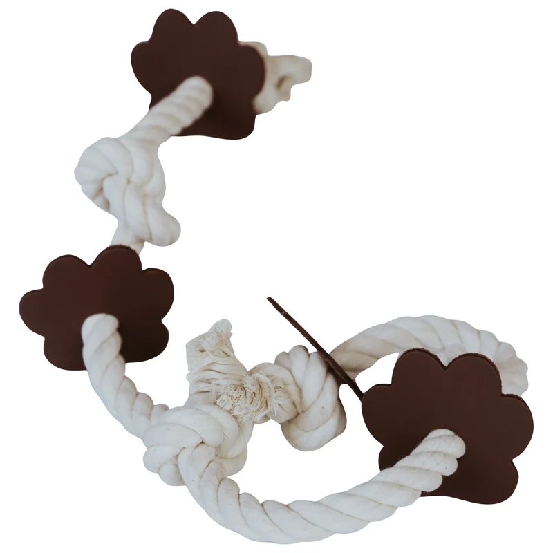 Huntlea Rope 5 Knot with Paw Leather Dog Toy - XL