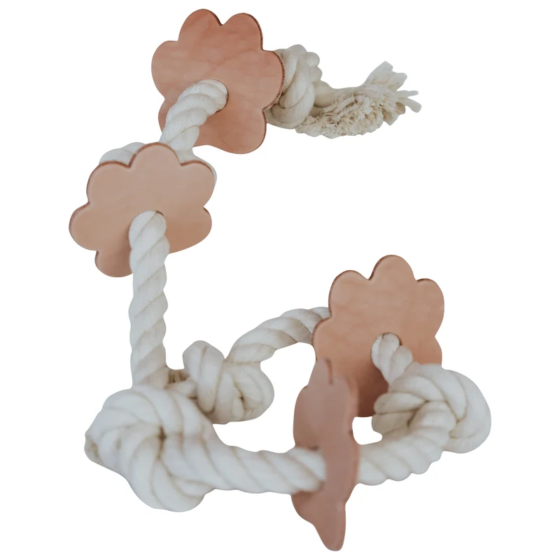 Huntlea Rope 5 Knot with Paw Leather Dog Toy - XL