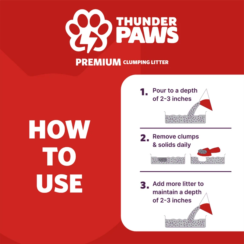 Thunder Paws Premium Hard Clumping Unscented Clay Cat Litter 10L - Pack of 3