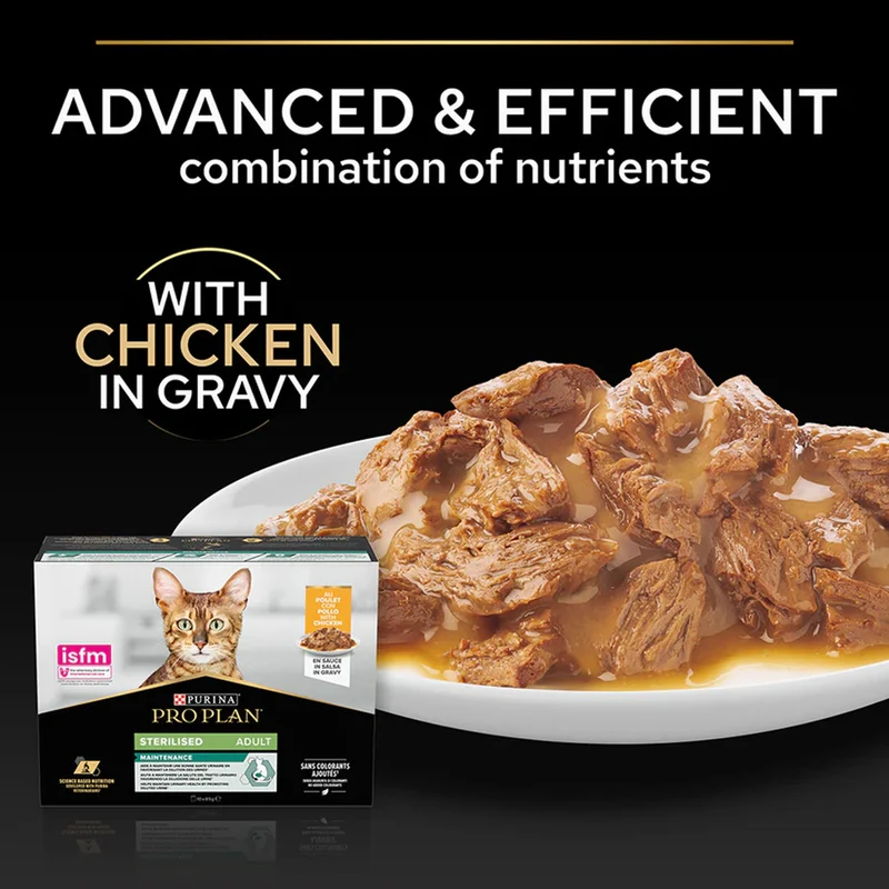 PURINA Pro Plan Nutri Savour Sterilised Chicken Wet Cat Food - Pack of 12