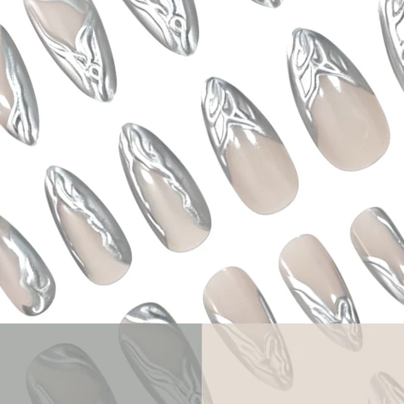 Elegante metallische Marmor Press-On Nagelkunst Karnz