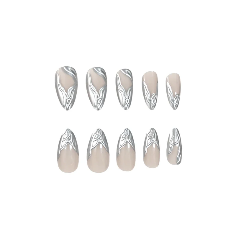 Elegante metallische Marmor Press-On Nagelkunst Karnz