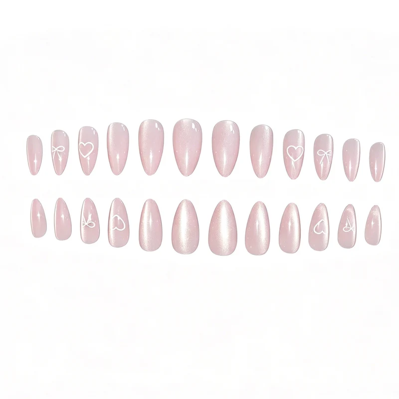Elegante Herz- und Schleifen-Nagelkunst Karnz