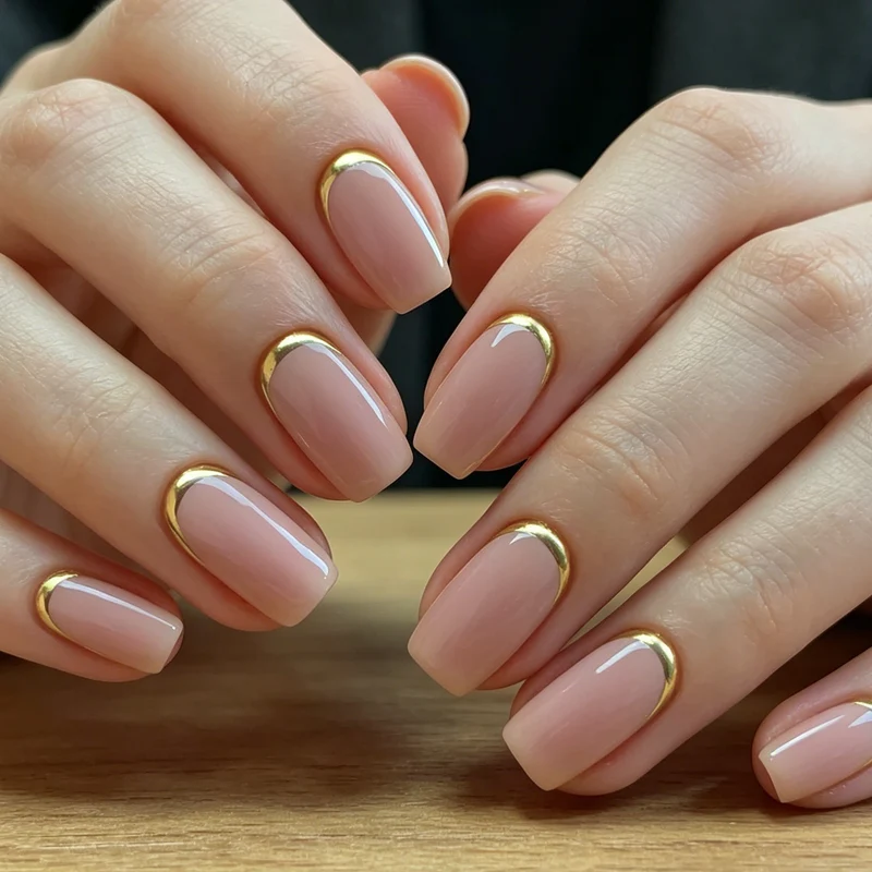 Elegante nagelkunst mit goldenem Rand Karnz