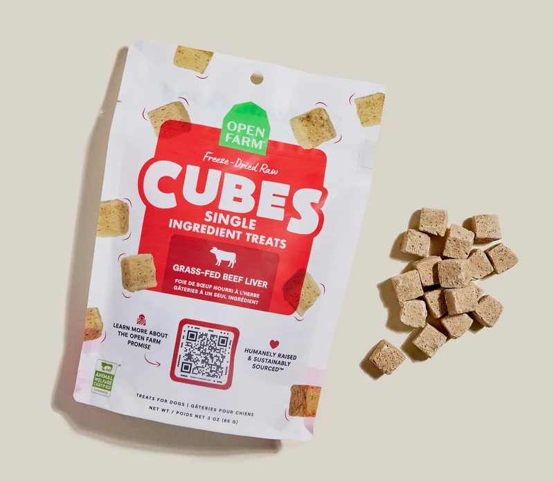 Open Farm Freeze Dried Raw Single Ingredient Beef Liver Cube Dog Treat 85G