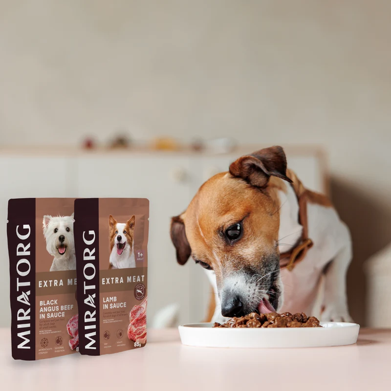 Miratorg Extra Meat With Black Angus Beef In Sauce For Small Breed Dog Wet Food 85g