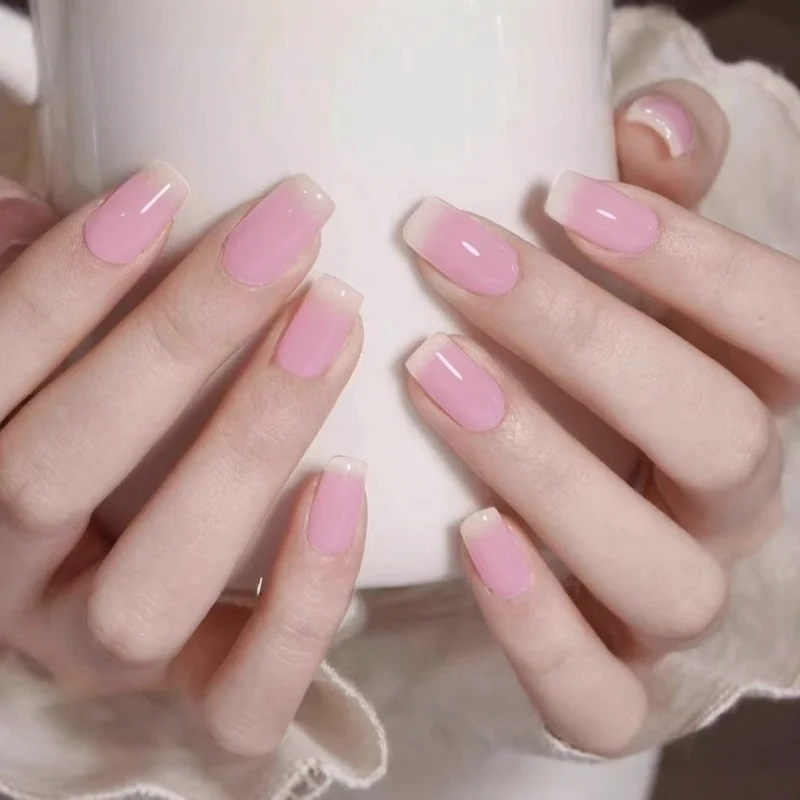 Elegante Glänzende Französische Spitze Nagelkunst Erweiterungen Karnz