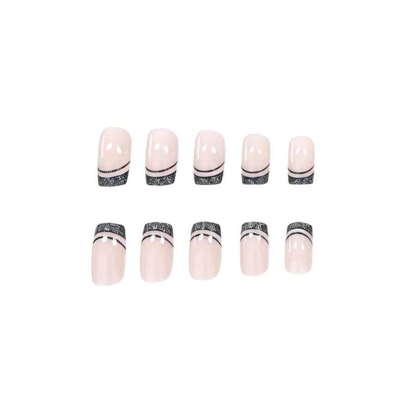 Elegante Glitzernde French Tip Nagelkunst Karnz
