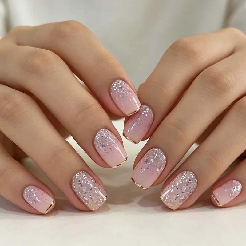Elegante Glitter Ombre Nagelkunst Karnz