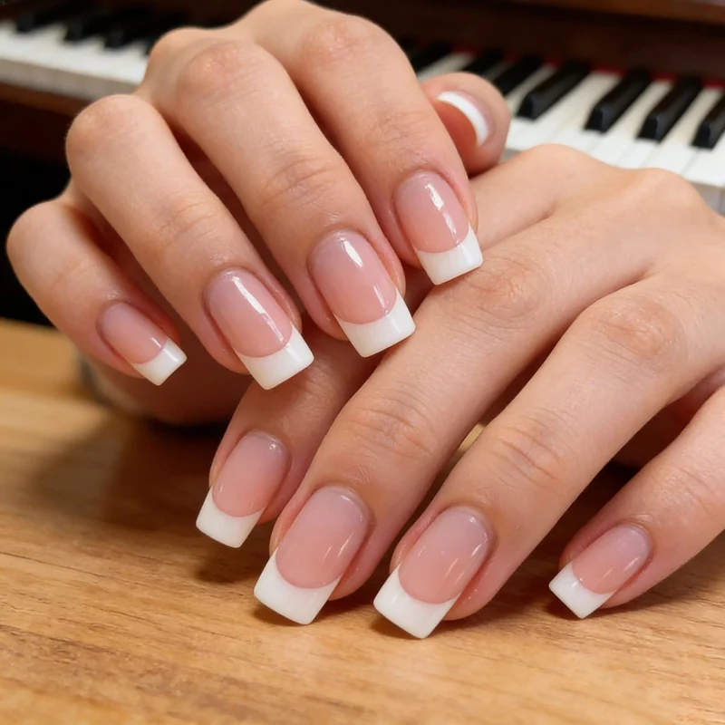 Elegante French Tip Press-On Nagelverstärkungen Karnz