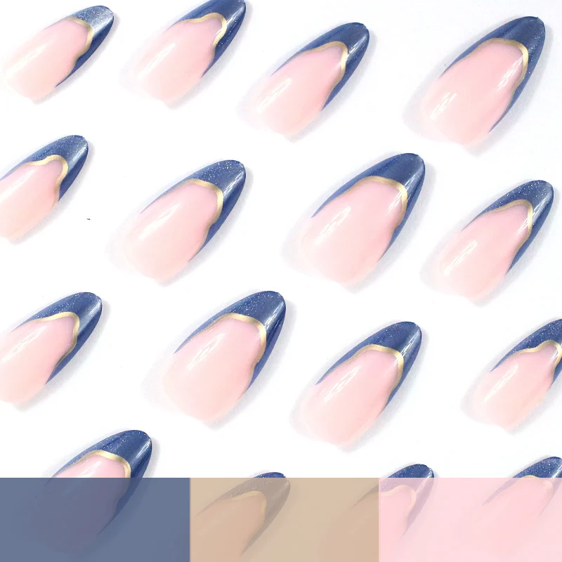 Elegante Französische Spitze Blaue Ombre Nagelverstärkungen Karnz
