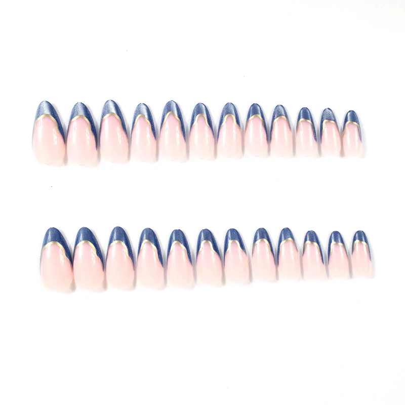 Elegante Französische Spitze Blaue Ombre Nagelverstärkungen Karnz