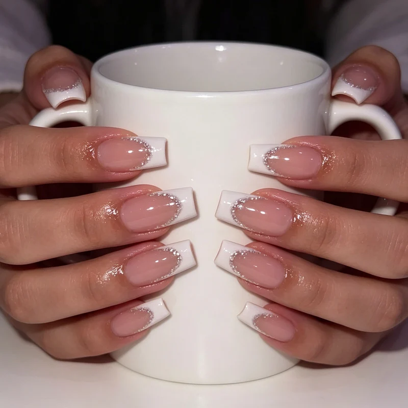 Elegante Französische Tipp-Acryl-Nail-Enhancements Karnz 1789915911