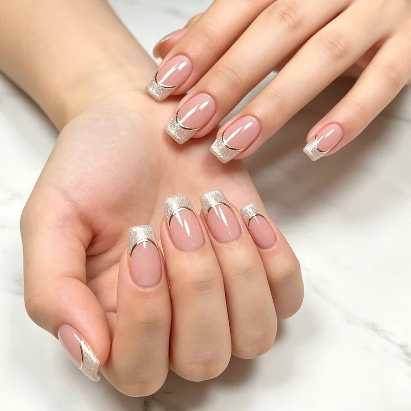 Elegante Französische Tip Acryl-Nagelkunst Verbesserungen Karnz