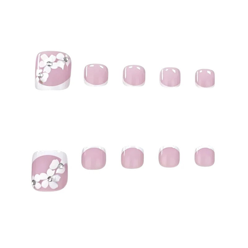 Elegante florale French Tip Pediküre Karnz