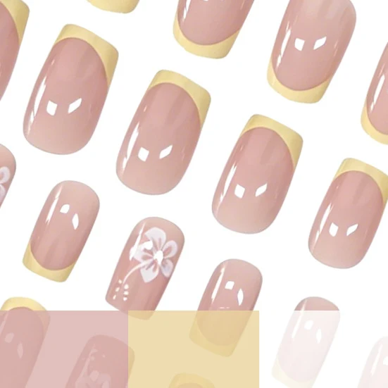 Elegante florale französische Tips Nagelkunst Karnz
