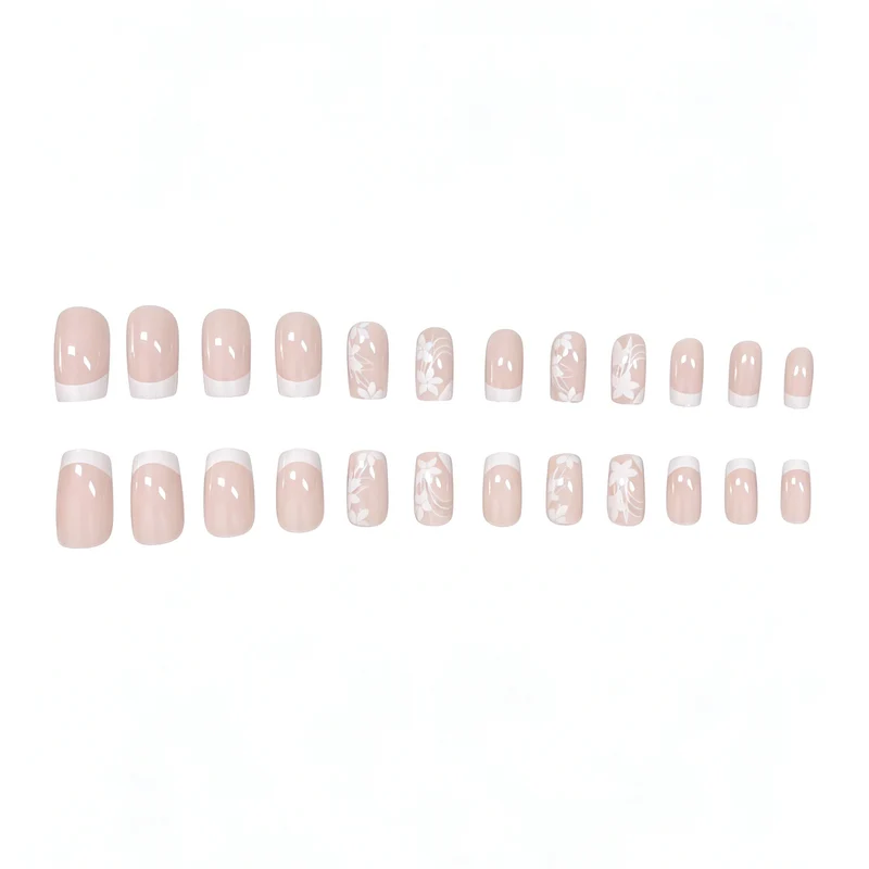Elegantes Floral Design Press-On-Nagelset Karnz