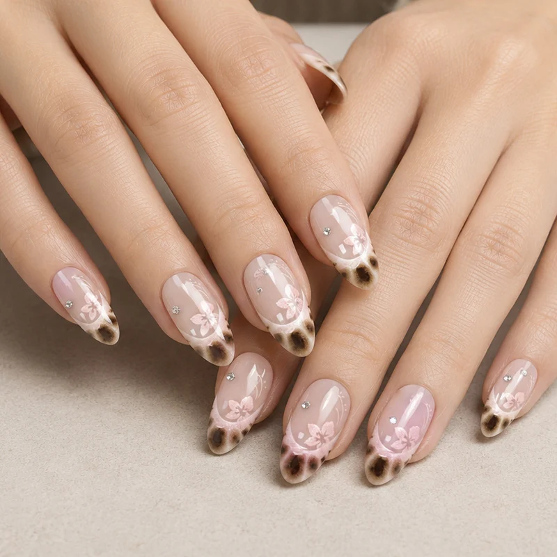 Elegante Blumen-Design Acryl-Nagelverlängerungen Karnz