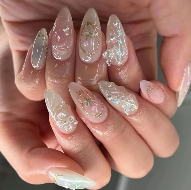 Elegante Blumen Schleife Nagelkunst Karnz