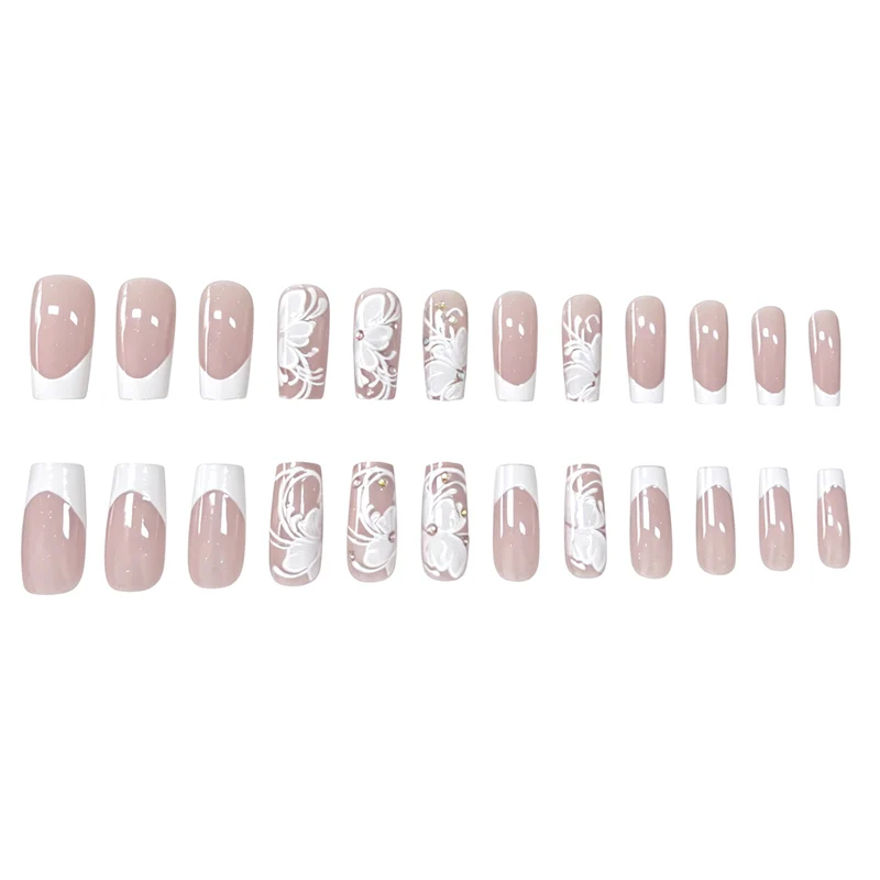 Elegante florale Acryl-Nagelkunst Karnz