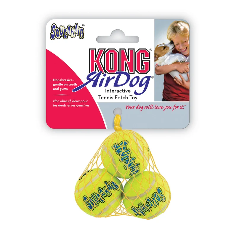 KONG AirDog Squeakair Tennisbälle mit Quietscher für Hunde – Zahnschonendes Apportierspielzeug