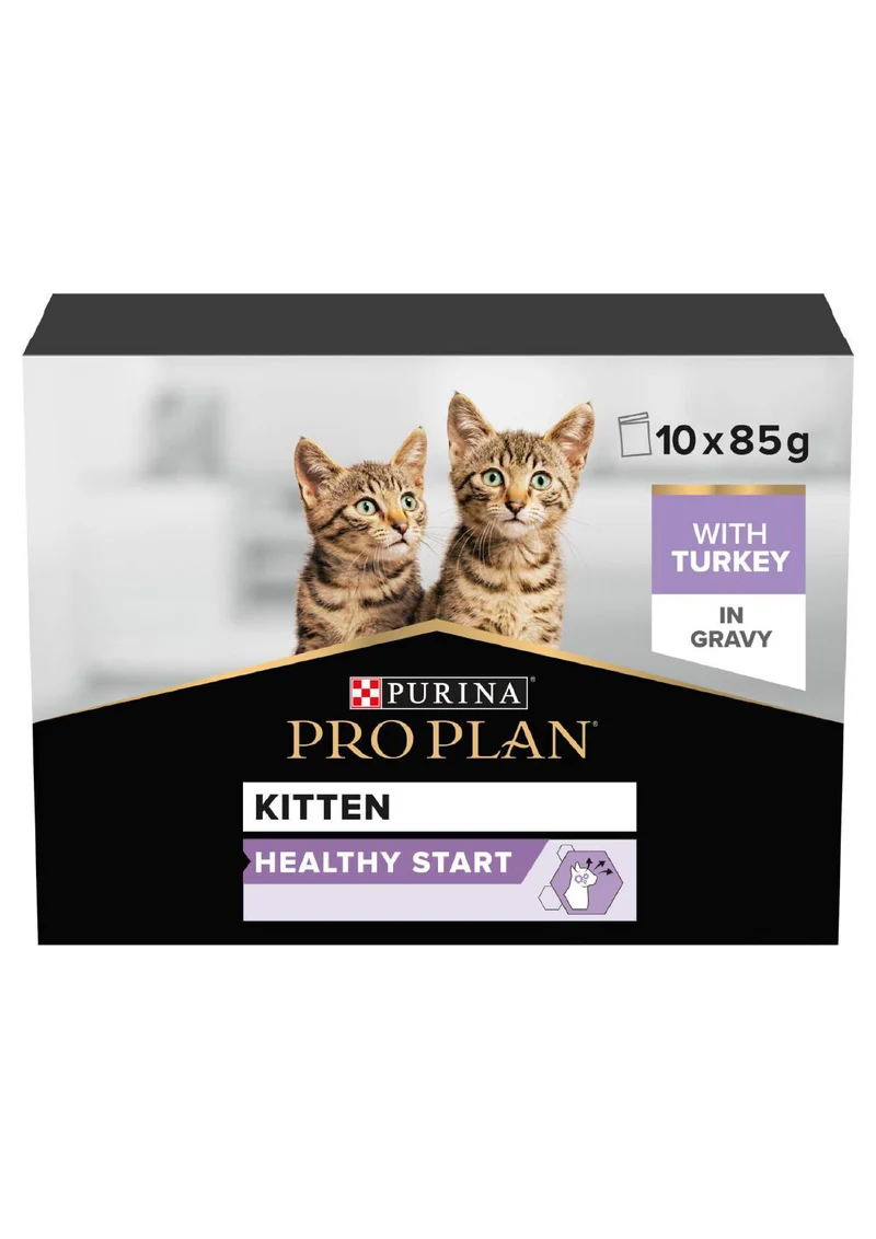 PURINA Pro Plan Turkey In Gravy Multipack Kitten Wet Cat Food 10X85G
