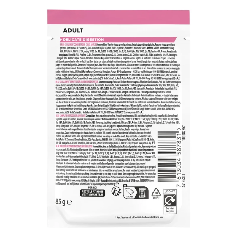 PURINA Pro Plan Delicate Oceanfish In Gravy Multipack Adult Wet Cat Food 10X85G