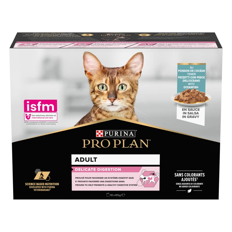 PURINA Pro Plan Delicate Oceanfish In Gravy Multipack Adult Wet Cat Food 10X85G