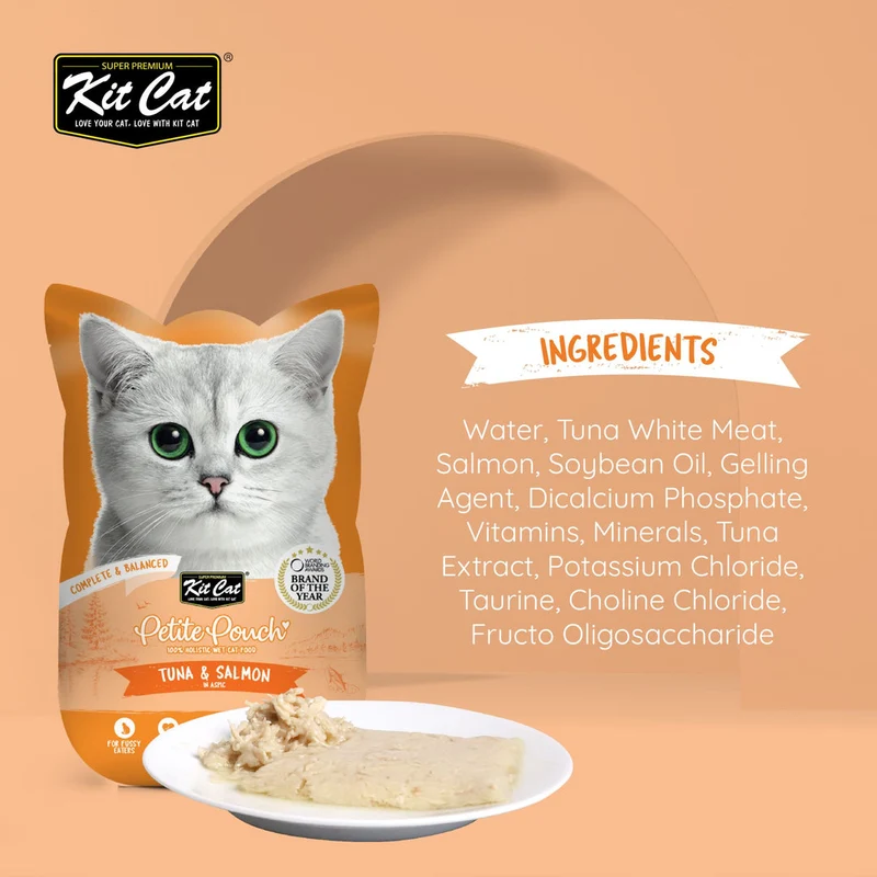 Kit Cat Petite Pouch - Tuna & Salmon In Aspic Wet Cat Food 70G