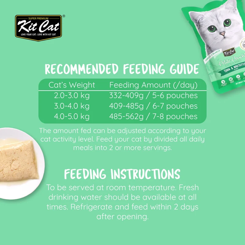 Kit Cat Petite Pouch - Tuna & Whitefish In Aspic Wet Cat Food 70G