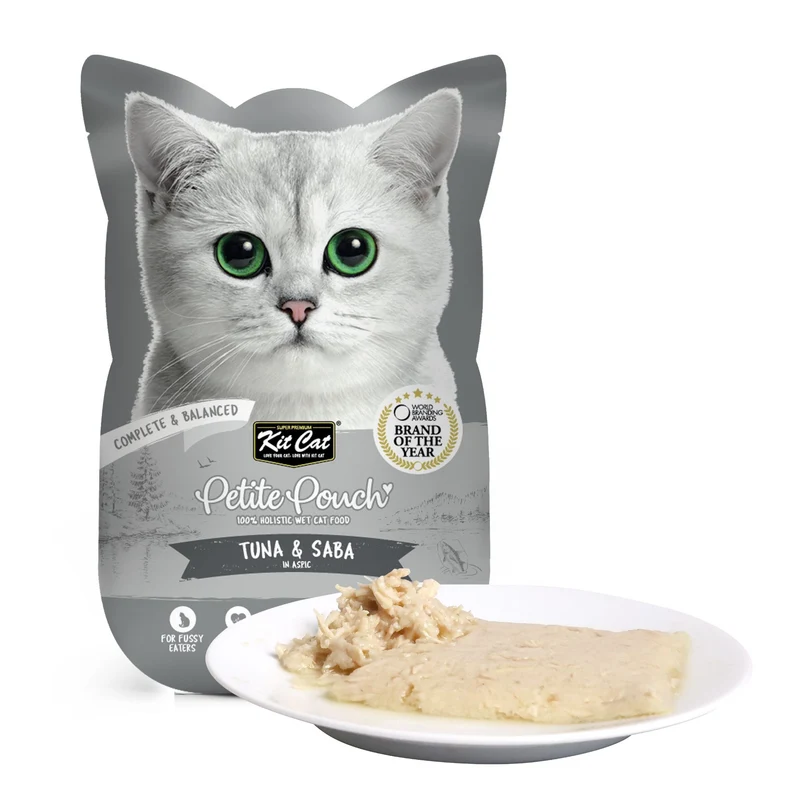 Kit Cat Petite Pouch - Tuna & Saba In Aspic Wet Cat Food 70G