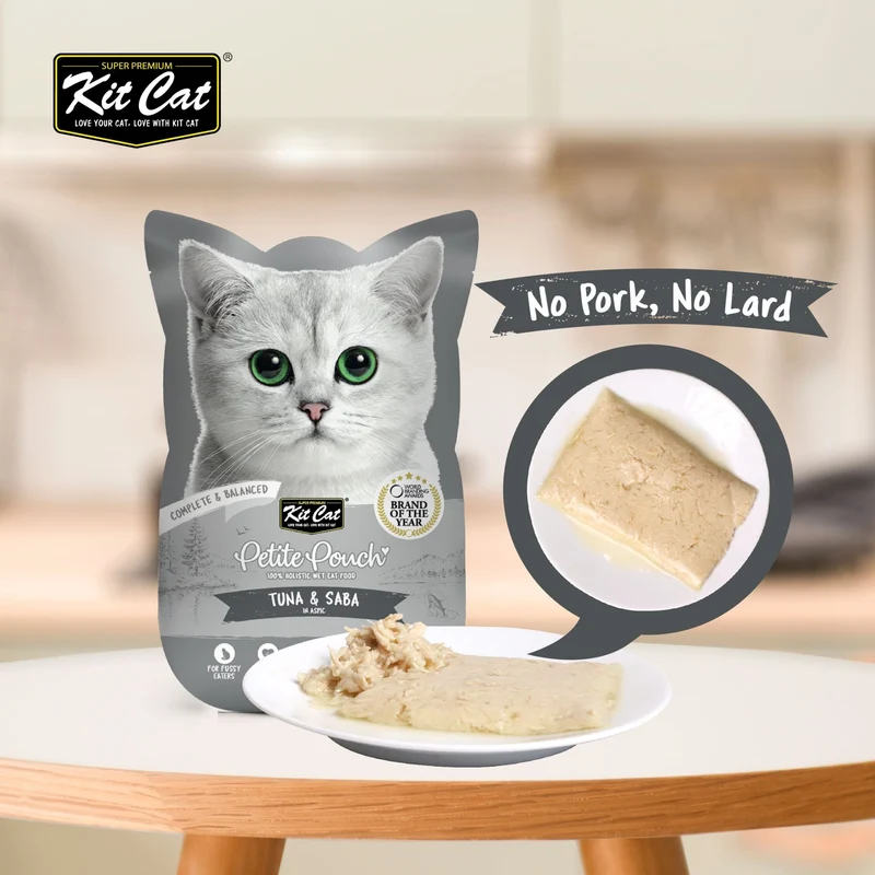 Kit Cat Petite Pouch - Tuna & Saba In Aspic Wet Cat Food 70G
