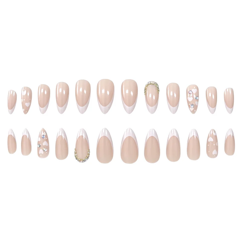 Elegante Mandel-förmige Französische Spitze Nagelkunst Karnz