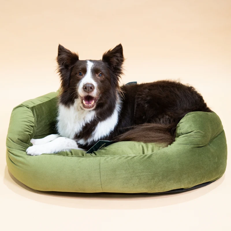 Regalia Velvet Deluxe Slumber Non-Slip Dog Bed - Green/76cm