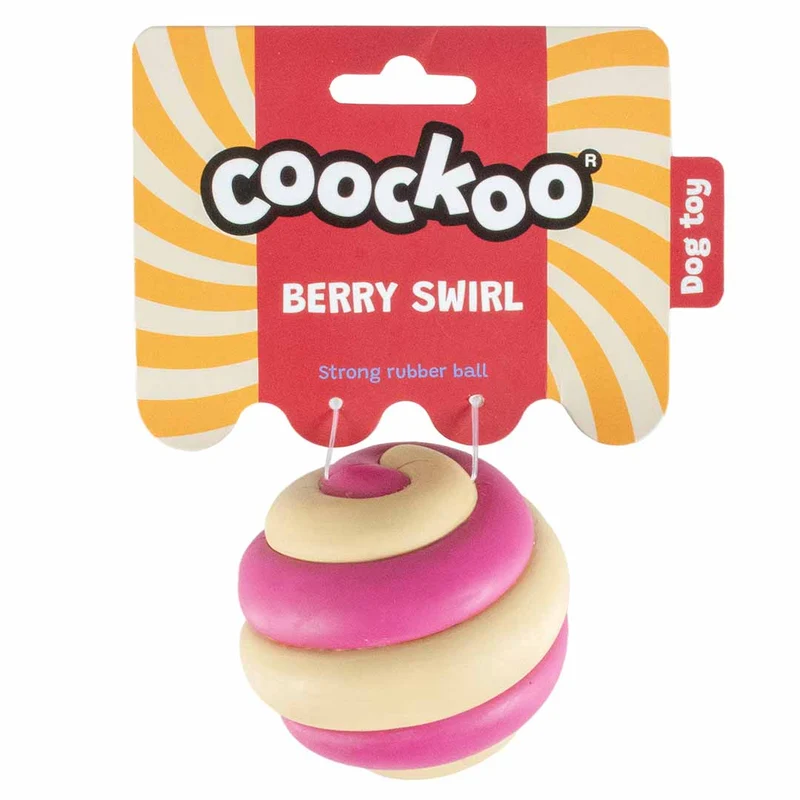 Ebi Coockoo Berry Swirl Strong Rubber Ball Dog Toy - PINK&BEIGE/7.5CM