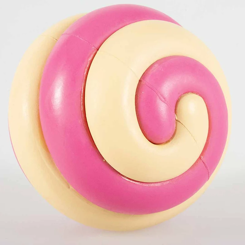 Ebi Coockoo Berry Swirl Strong Rubber Ball Dog Toy - PINK&BEIGE/7.5CM