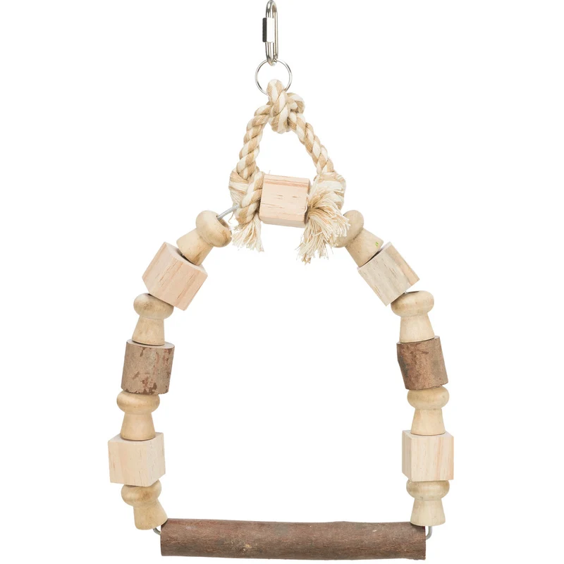 Vogelschaukel mit bunten Holzklötzchen und Tau
