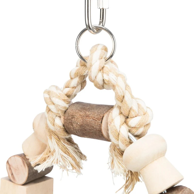 Vogelschaukel mit bunten Holzklötzchen und Tau