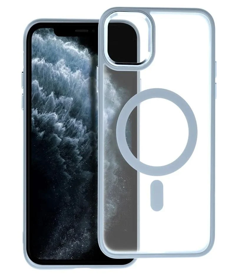iPhone 11Pro Max Handyhülle / Backcase Silikon Transparent / Blau MagSafe kompatibel