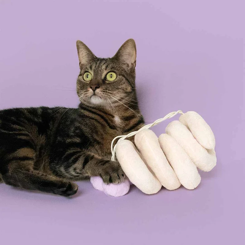 Ebi Coockoo Twister Plush Cat Chase Toy - Beige/36x10x10cm