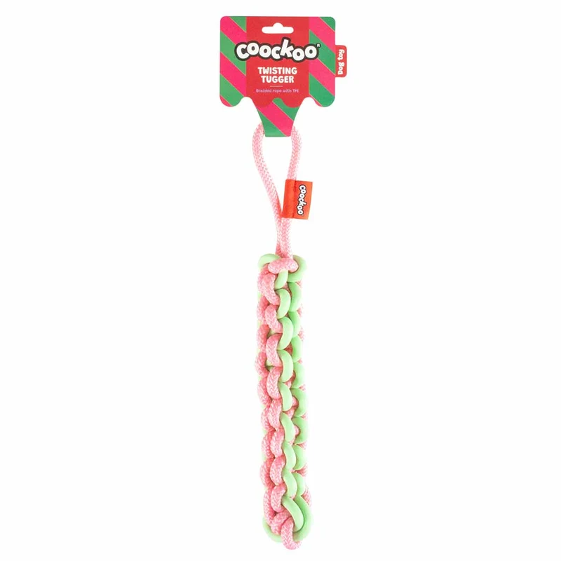 Ebi Coockoo Twisting Tugger Dog Tug Toy - Green & Pink/45X4.5cm