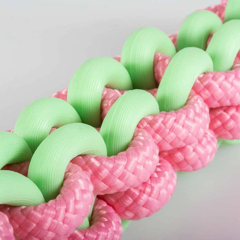 Ebi Coockoo Twisting Tugger Dog Tug Toy - Green & Pink/45X4.5cm