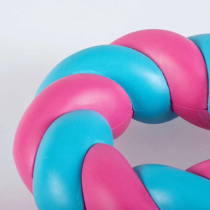 Ebi Coockoo Mallow Ring Strong Rubber Dog Chew & Fetch Toy - Pink & Blue/11x3.7cm