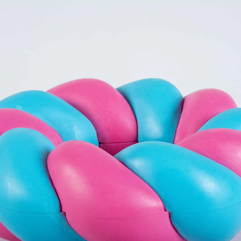 Ebi Coockoo Mallow Ring Strong Rubber Dog Chew & Fetch Toy - Pink & Blue/11x3.7cm